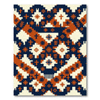 Geometric Navy Terracotta Aztec Folk Rug