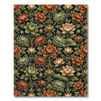 Rich Orange Floral Lotus Garden Rug
