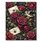 Dark Red Rose Cupid Love Letter Rug