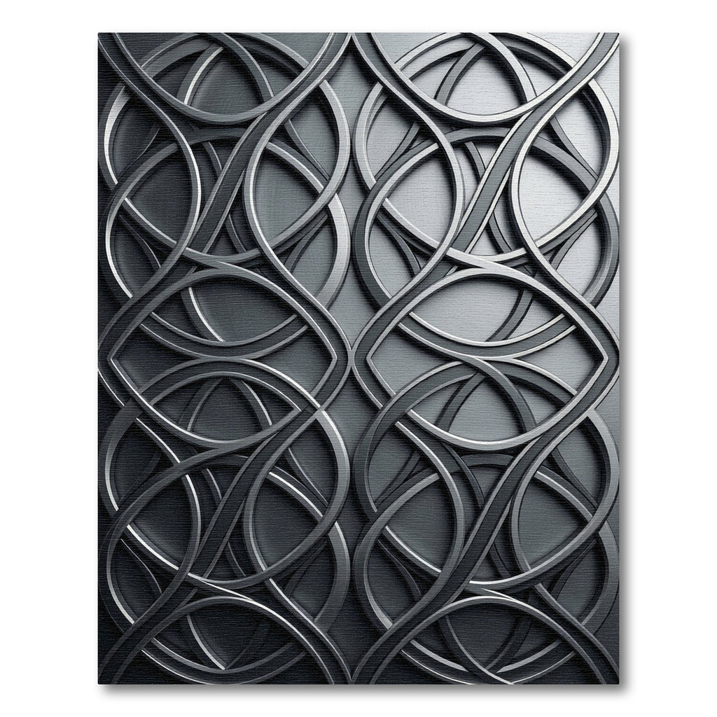 Modern Charcoal Interlocking Circular Swirl Rug