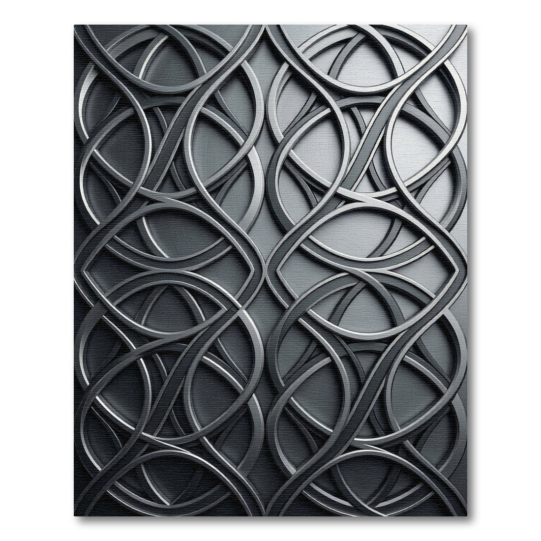 Modern Charcoal Interlocking Circular Swirl Rug