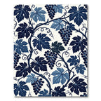 Deep Blue Grapevine Leaf Scroll Rug