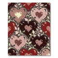 Distressed Romantic Heart Floral Scroll Rug