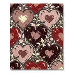 Distressed Romantic Heart Floral Scroll Rug
