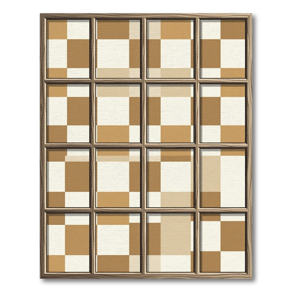 Retro Checkerboard Wood Grain Squares Rug