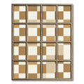 Retro Checkerboard Wood Grain Squares Rug