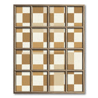 Retro Checkerboard Wood Grain Squares Rug