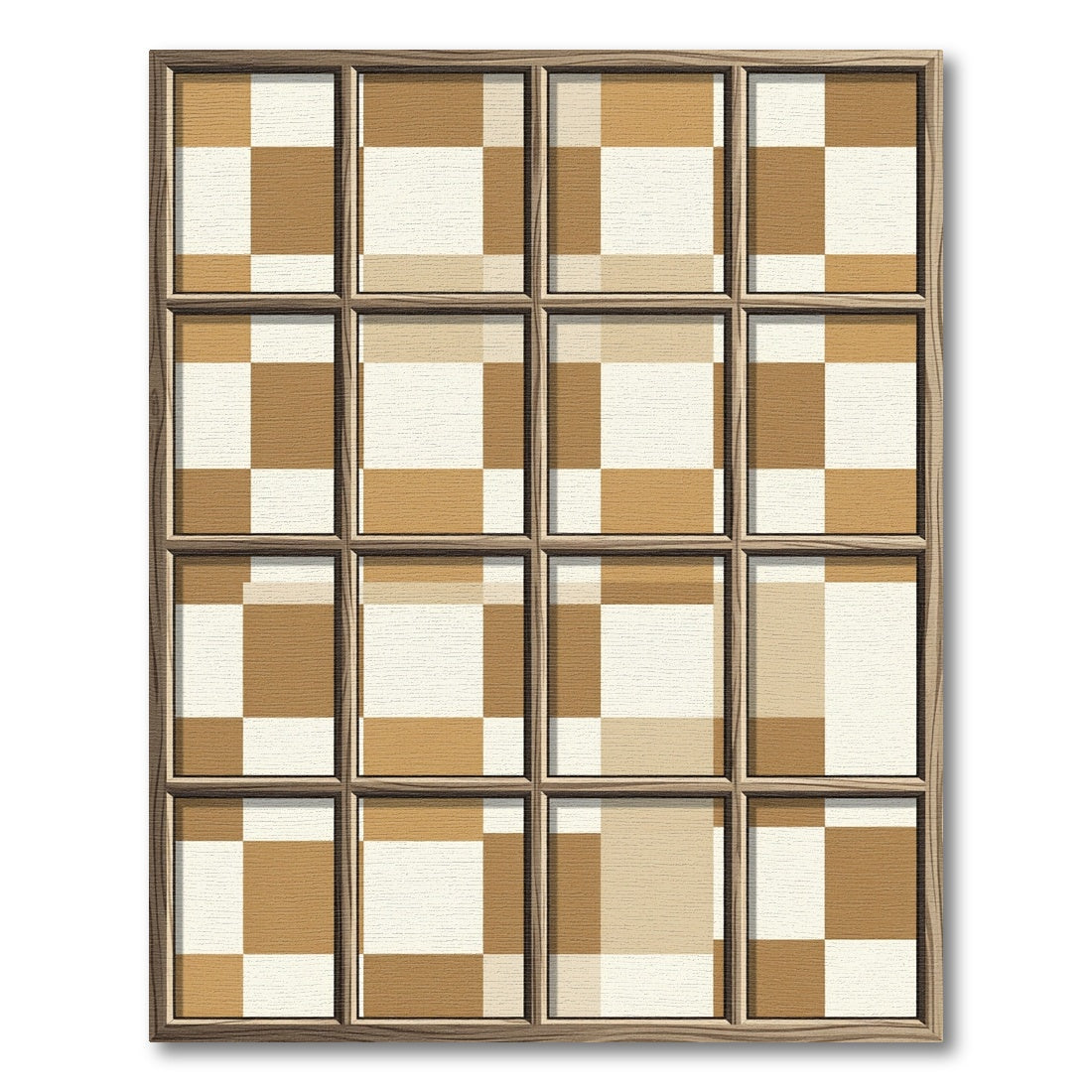 Retro Checkerboard Wood Grain Squares Rug