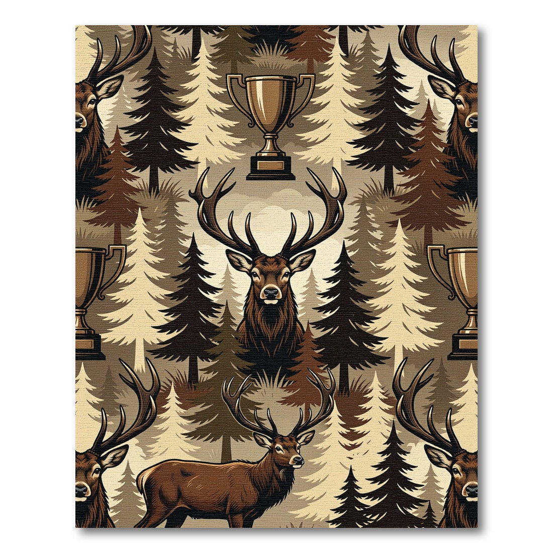 Majestic Antlered Deer Trophy Forest Rug