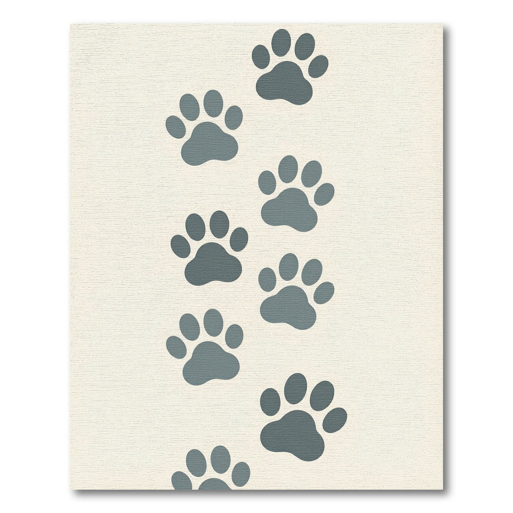 Minimalist Slate Gray Paw Footprint Rug