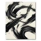 Bold Black Minimalist Ink Swirl Rug