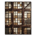 Distressed Dark Wood Paned Window Rug