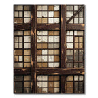 Distressed Dark Wood Paned Window Rug