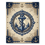 Nautical Blue Anchor and Rope Embellishment Rug