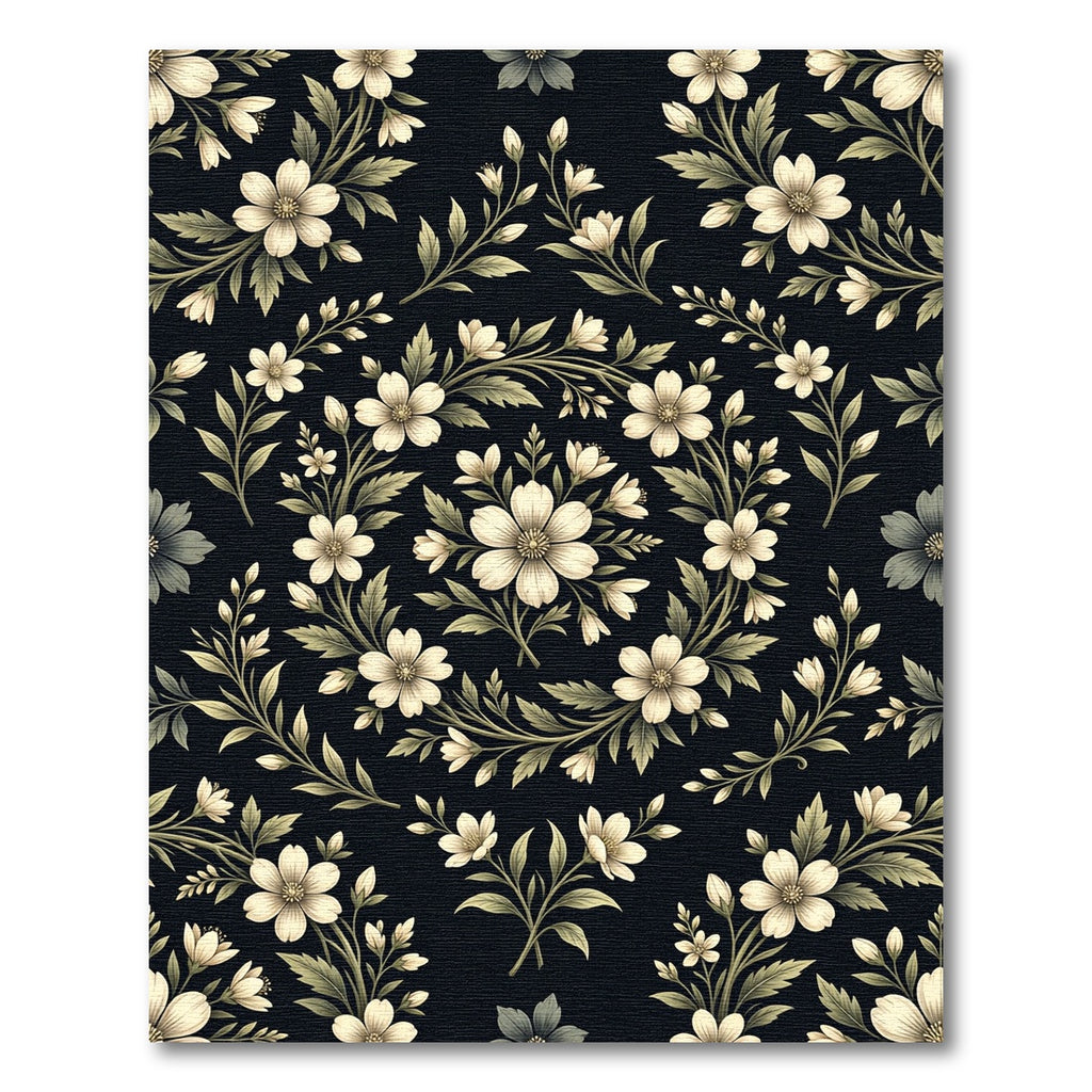 Cream Floral Vine Scroll Rug
