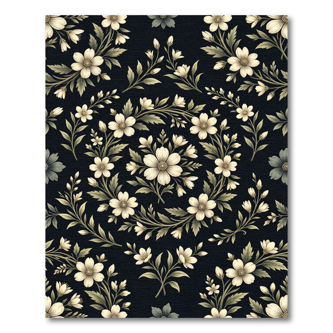 Cream Floral Vine Scroll Rug