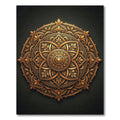 Ornate Golden Circular Floral Medallion Rug