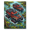 Red Offroad Adventure Swamp Landscape Rug