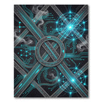 Neon Cyber Circuit Grid Tech Rug