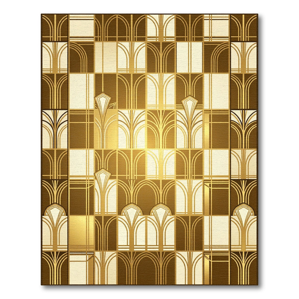 Golden Art Deco Arches Grid Rug