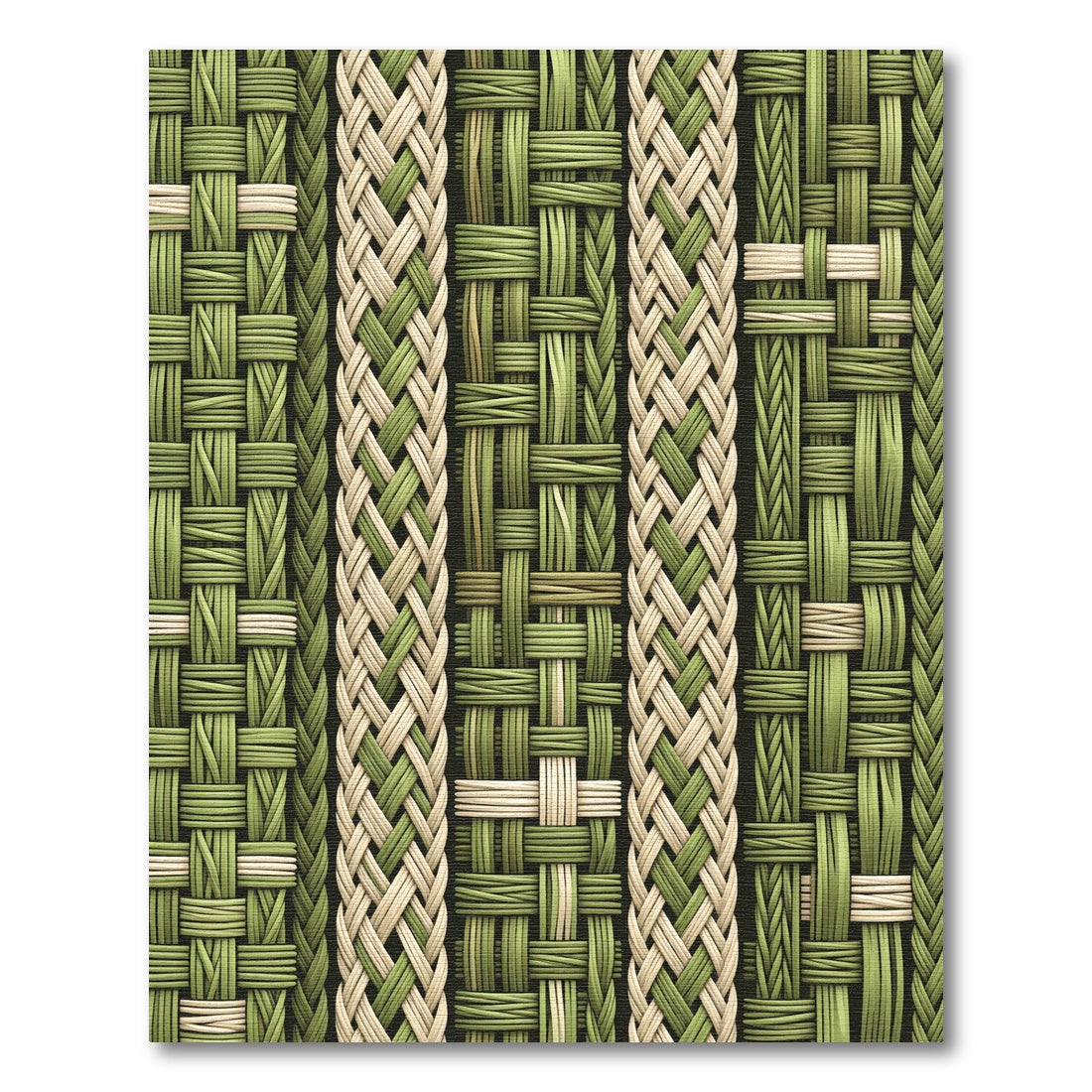 Earthy Sage Braided Weave Stripe Rug