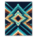 Geometric Staircase Teal Amber Diamond Rug