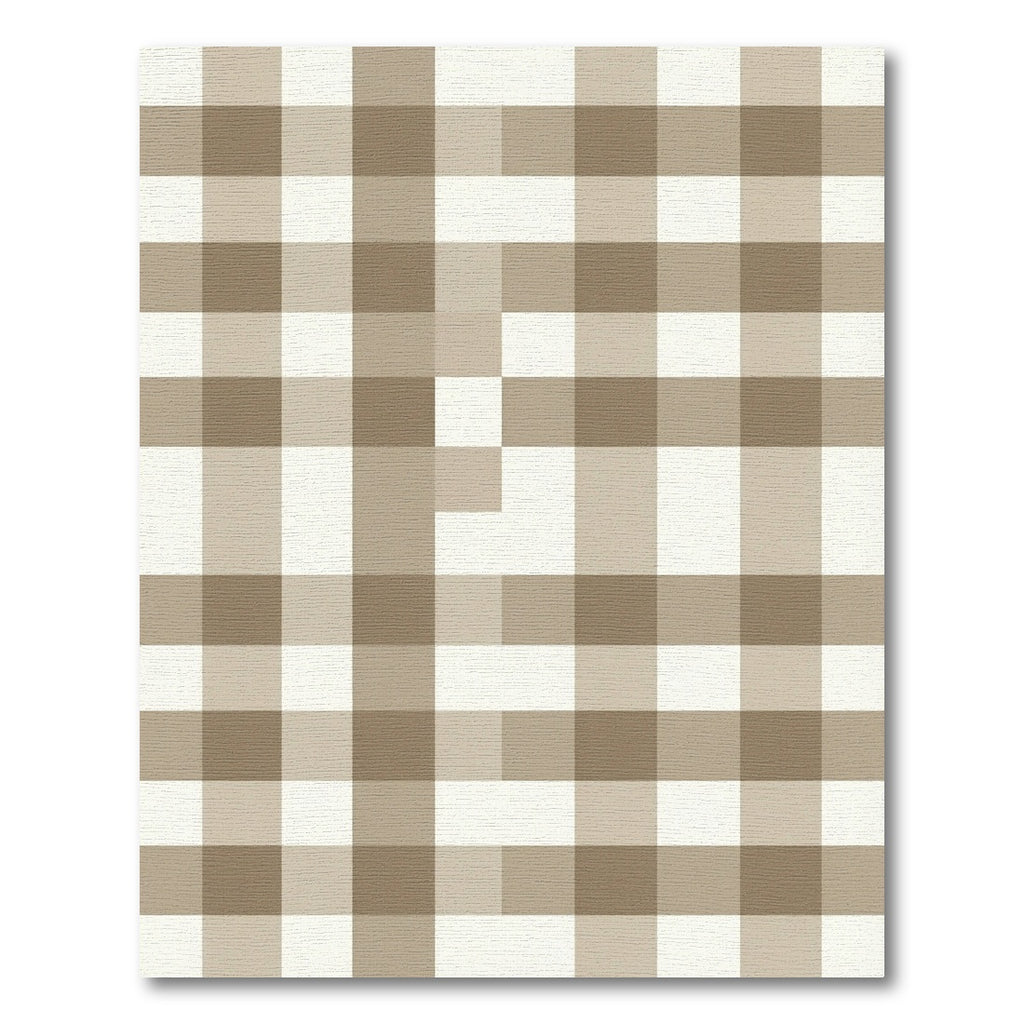 Simple Tan White Gingham Checkered Rug