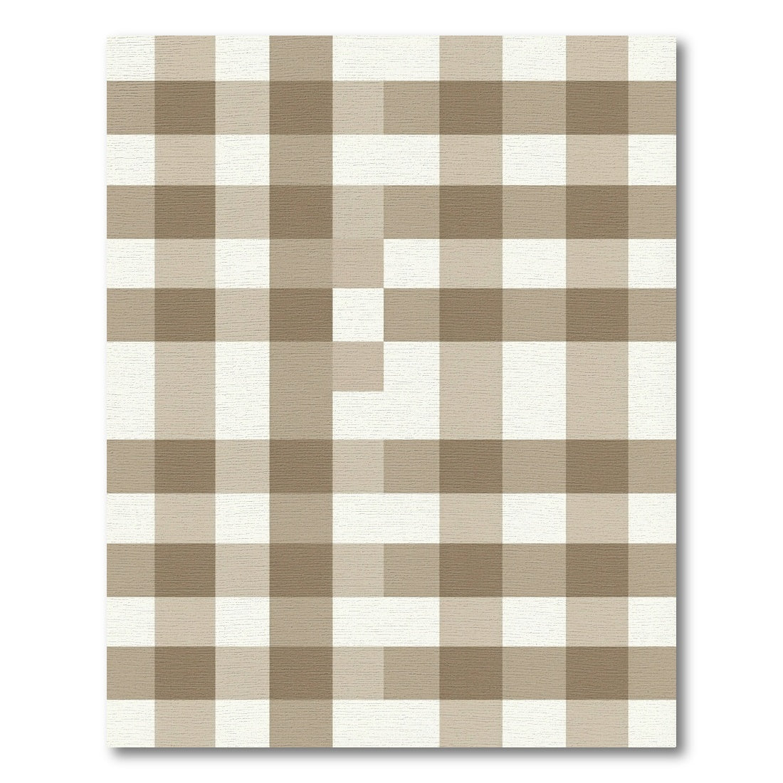 Simple Tan White Gingham Checkered Rug