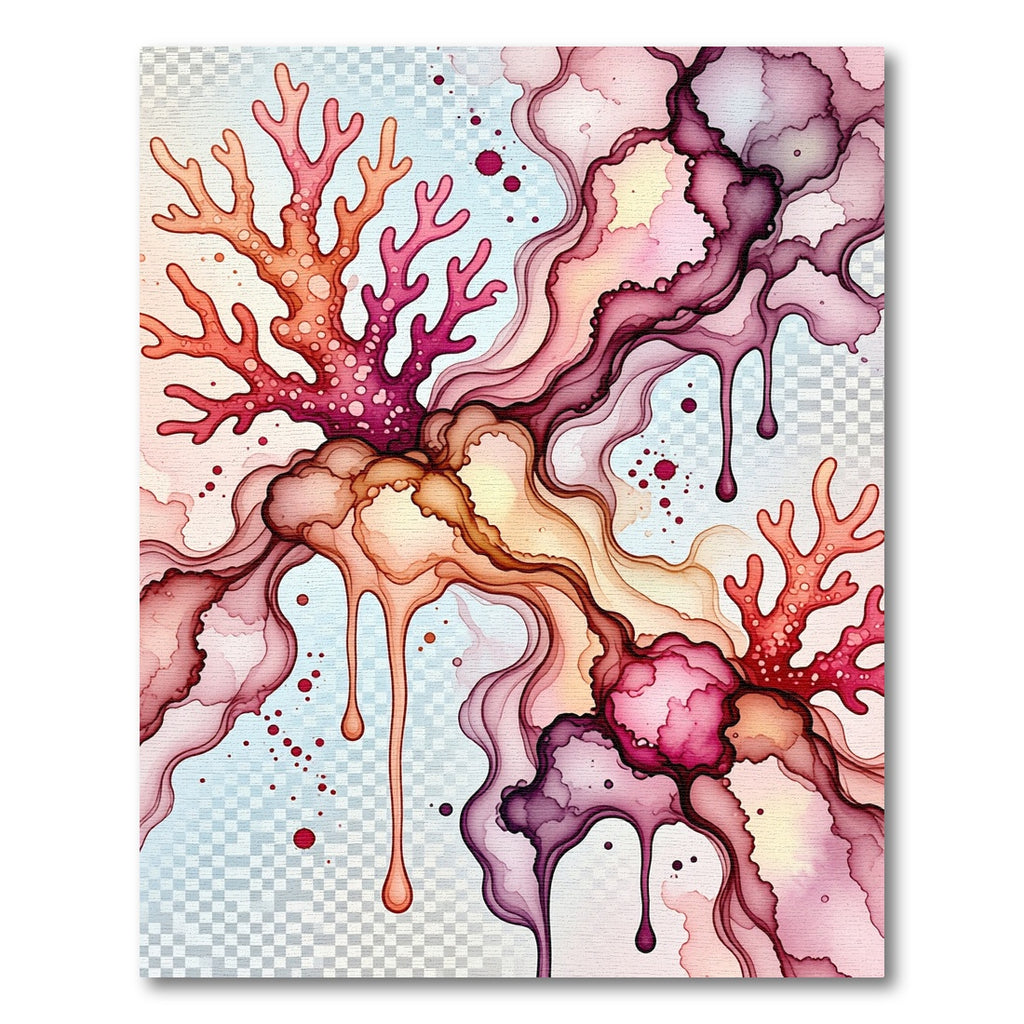 Crimson Coral Ink Flow Rug