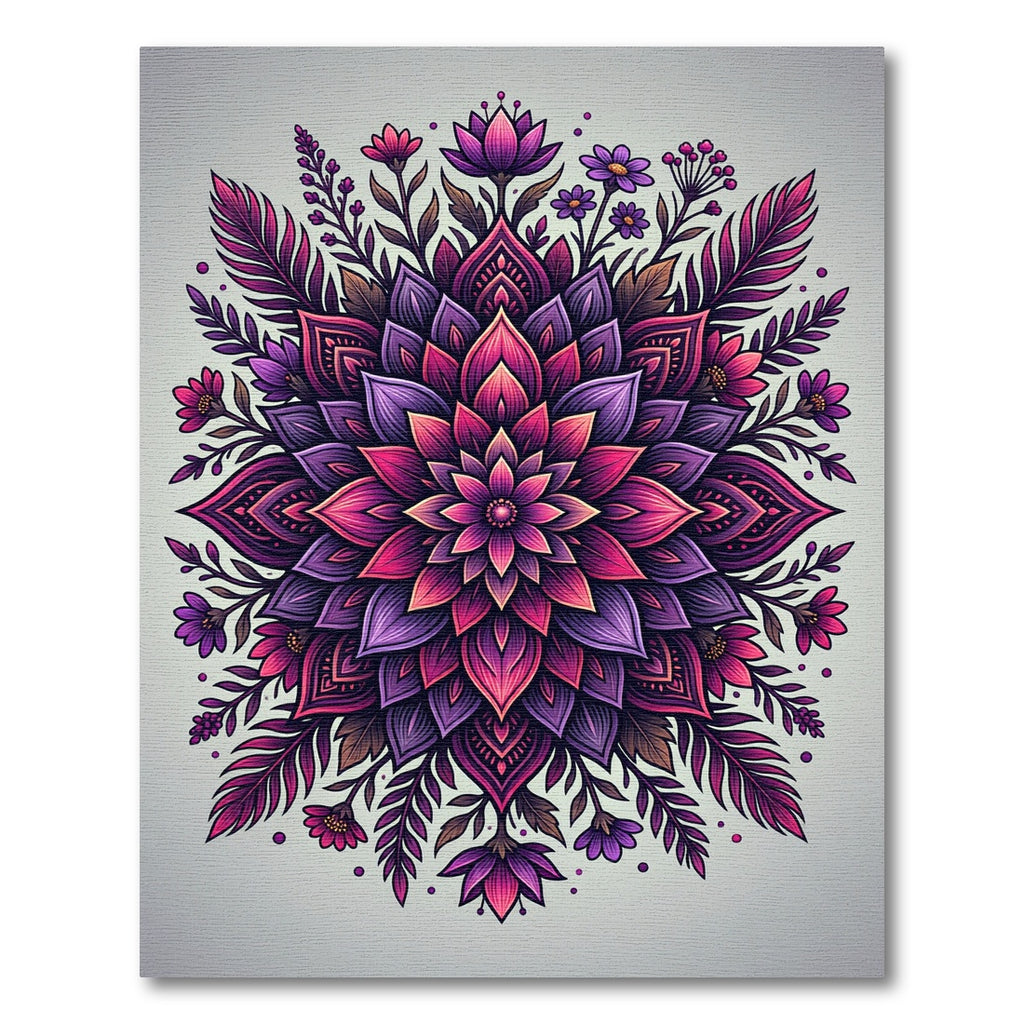 Vibrant Fuchsia Floral Mandala Rug
