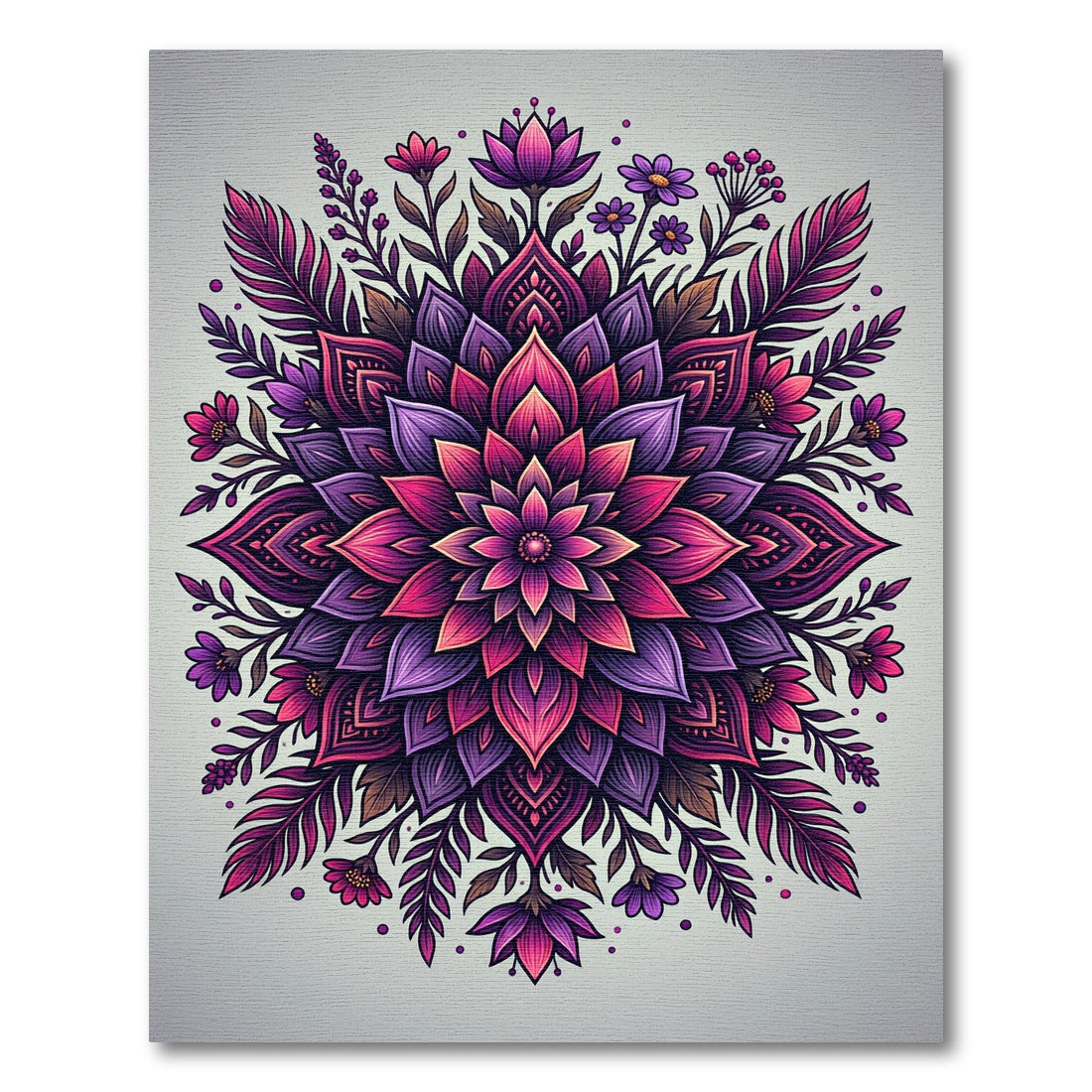 Vibrant Fuchsia Floral Mandala Rug