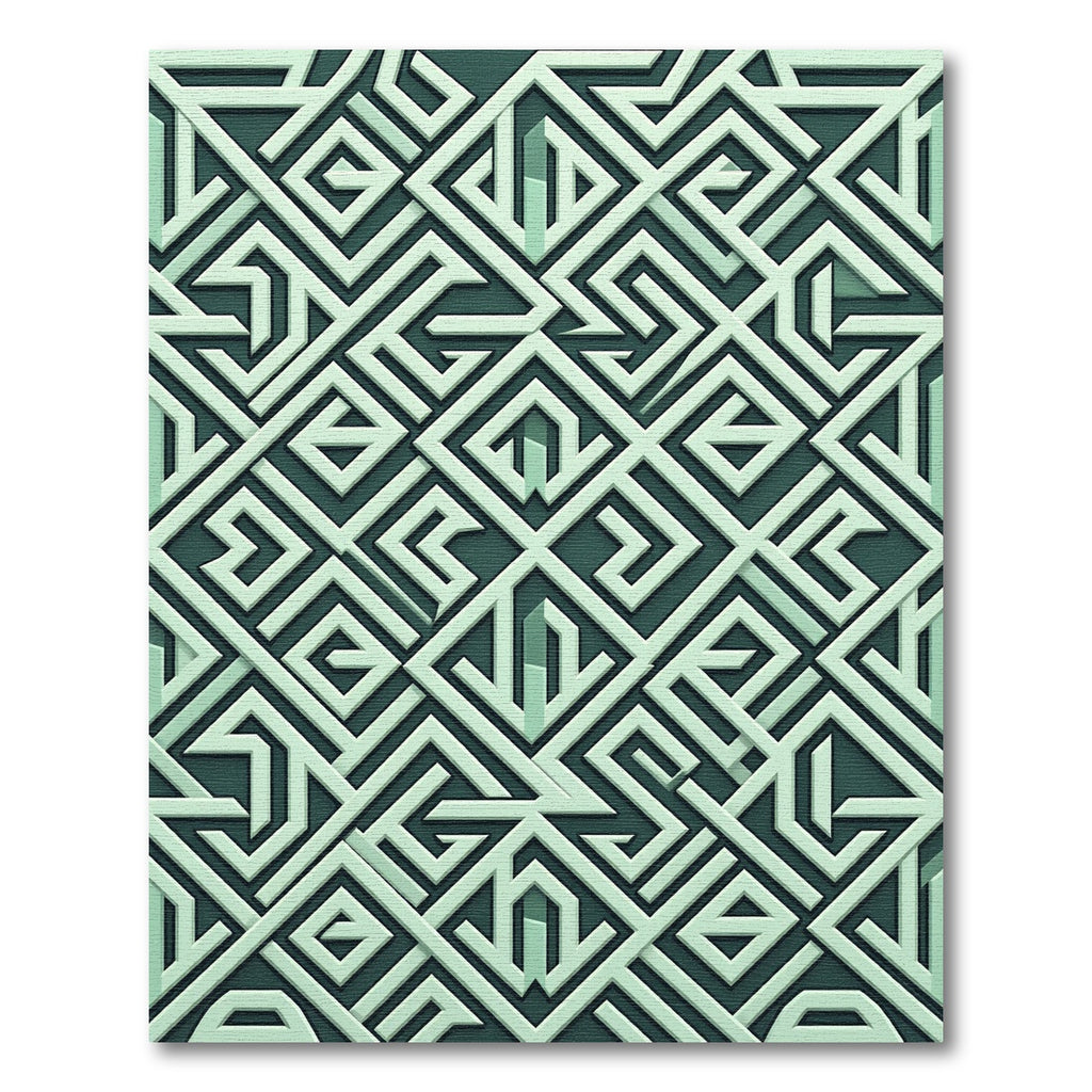 Geometric Sage Green Interlocking Maze Rug