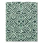 Geometric Sage Green Interlocking Maze Rug