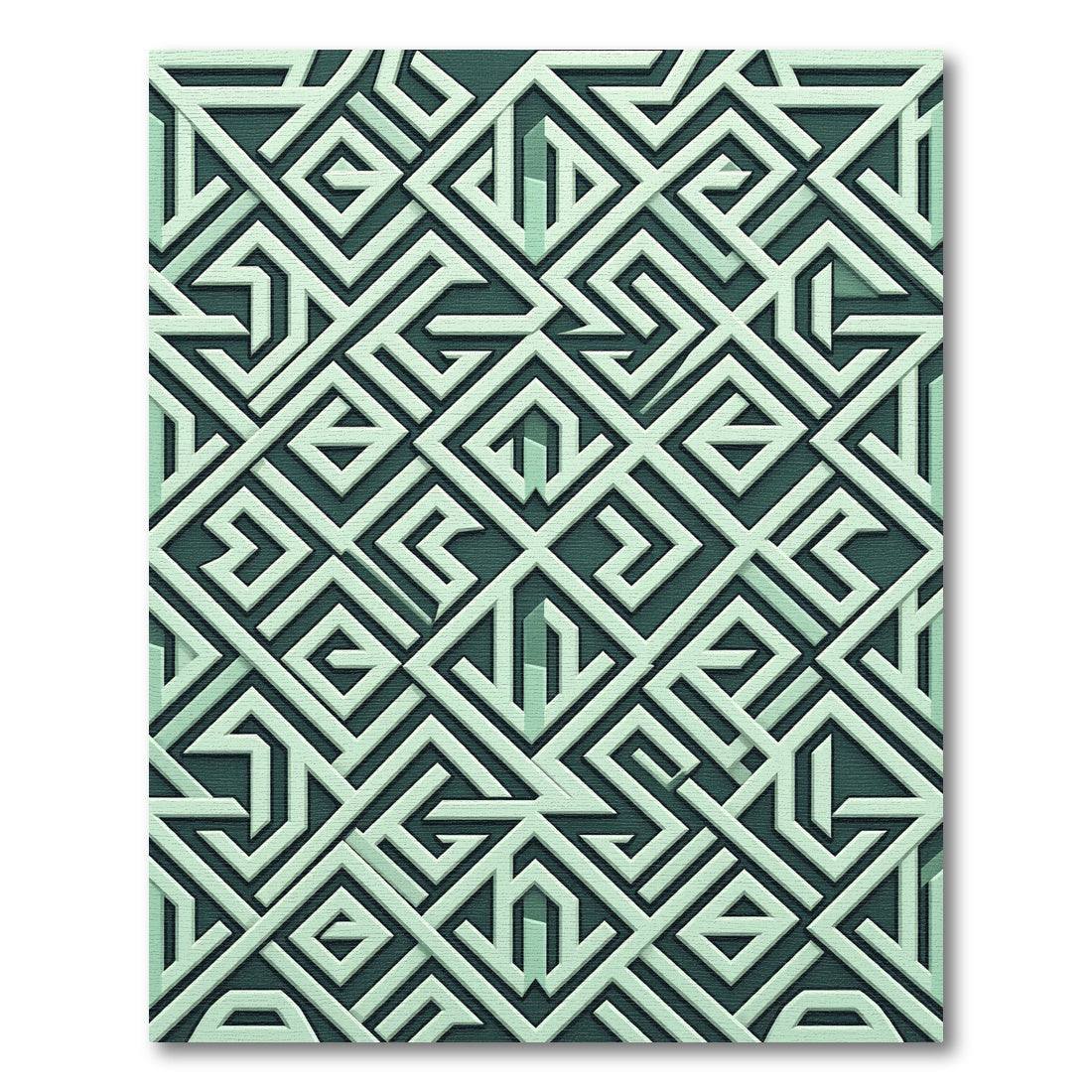 Geometric Sage Green Interlocking Maze Rug
