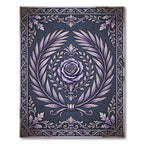 Elegant Lilac Floral Laurel Emblem Rug