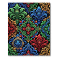 Vibrant Colorful Royal Damask Scroll Rug