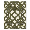 Ornate Olive Green Interlocking Lattice Rug
