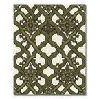 Ornate Olive Green Interlocking Lattice Rug