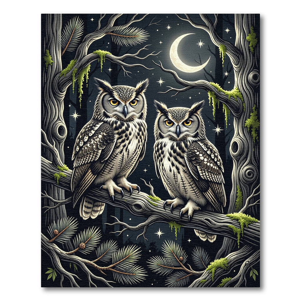 Midnight Forest Owl Lunar Triptych Rug
