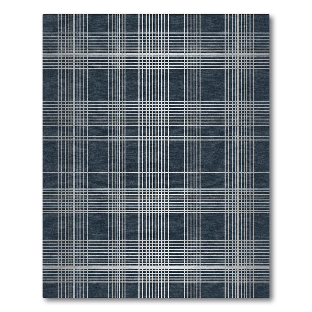 Navy Silver Tartan Check Rug