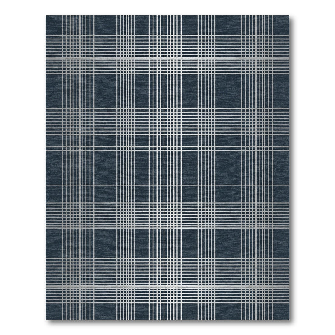 Navy Silver Tartan Check Rug
