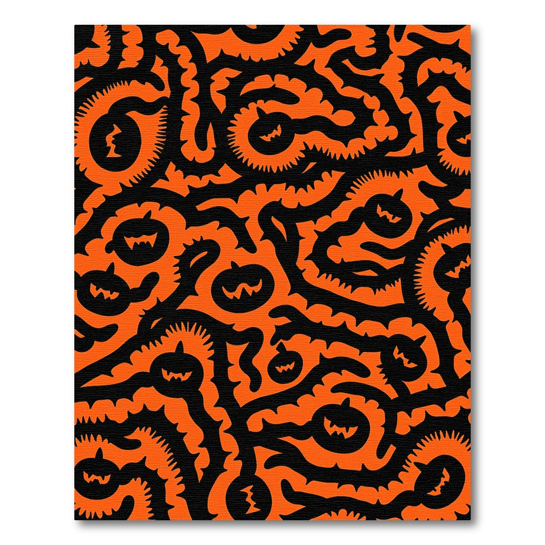 Spooky Orange Black Pumpkin Vine Rug