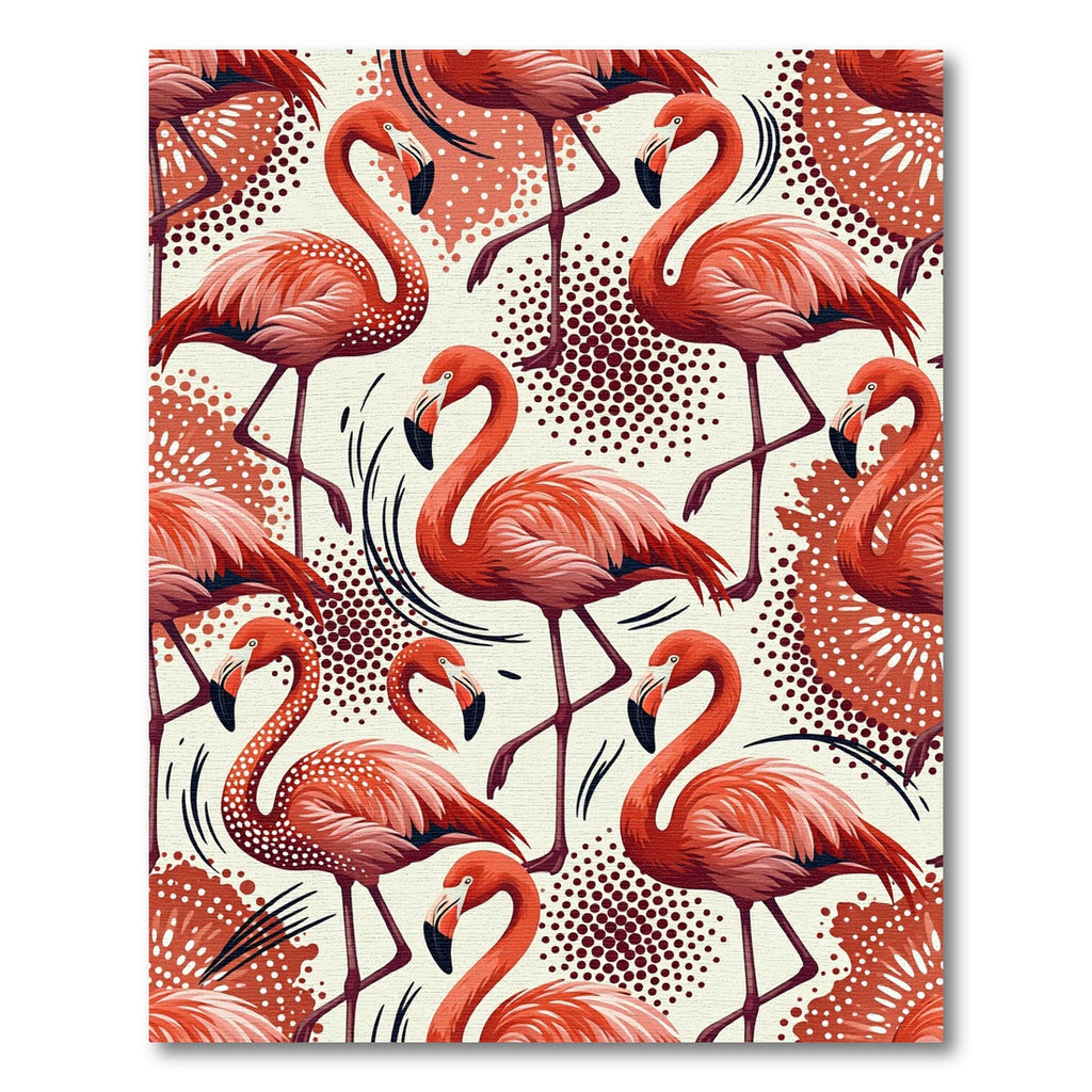 Coral Flamingos With Scattered Dots Rug