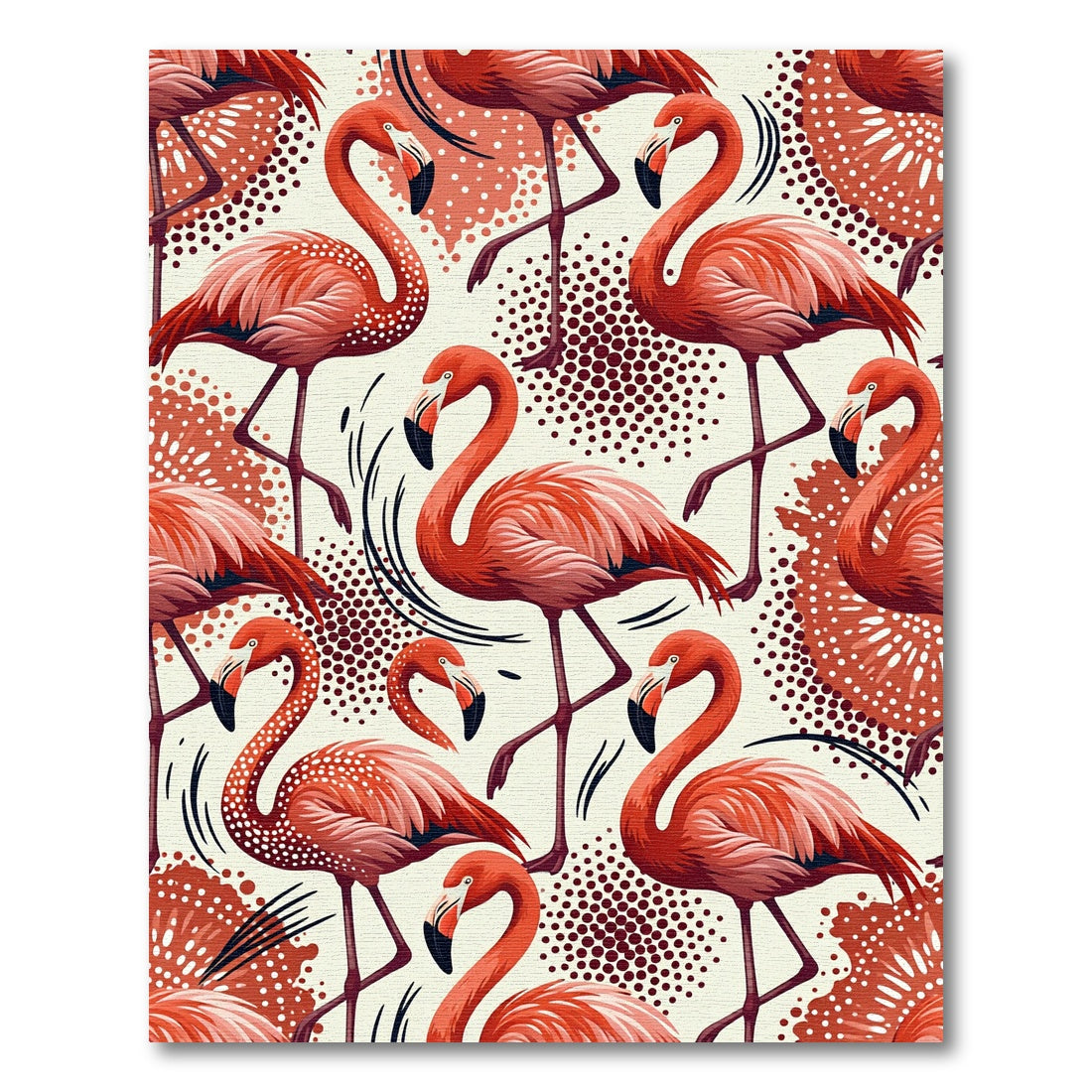 Coral Flamingos With Scattered Dots Rug