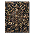 Ornate Bronze Floral Medallion Scrollwork Rug