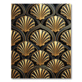 Art Deco Gold Shell Geometric Black Rug