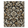 Classic Black Gold Damask Flourish Rug