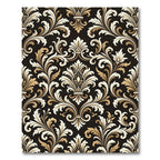 Classic Black Gold Damask Flourish Rug