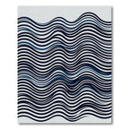 Modern Navy Blue Wavy Linear Rug