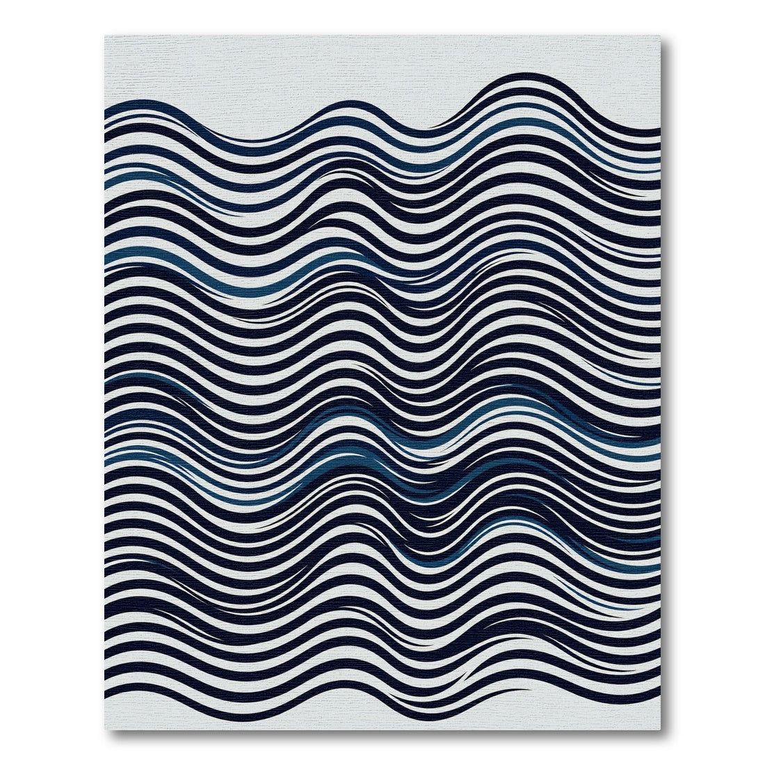 Modern Navy Blue Wavy Linear Rug